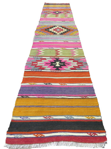 Anatolia Kilim Runner, Carpet Runner, Long Rugs, Aisle Rug 22"X113" Hallway Rug