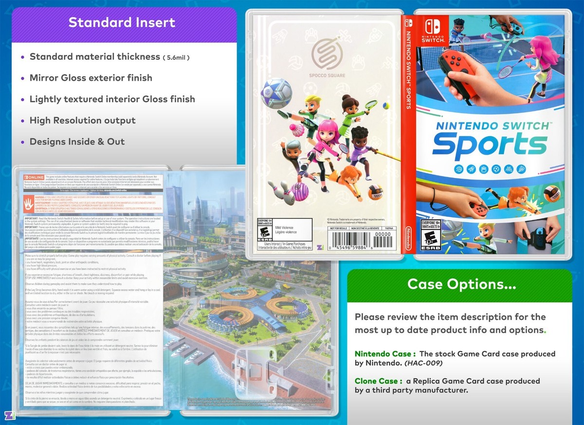 Nintendo Switch Sports COVER ART: Replacement Insert / Case