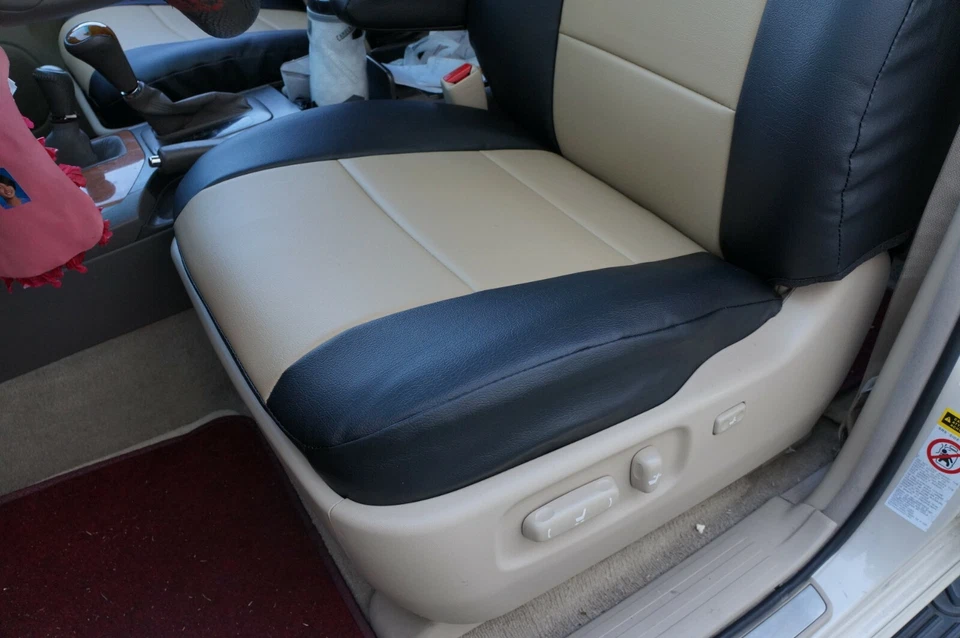 PARA TOYOTA LAND CRUISER 1991-1997 IGGEE S. CUERO AJUSTE PERSONALIZADO 2 FUNDAS ASIENTO DELANTERAS Foto 2 de 4