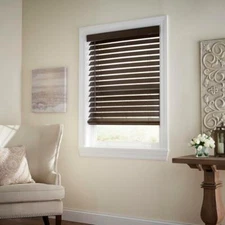 CUSTOM CUT  Espresso Cordless 2-1/2 in. Premium Faux Wood Blind Presale