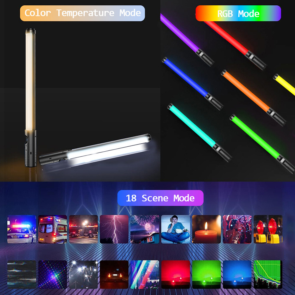 Handheld Light Wand, 360° RGB LED Video Light Stick for Photog，for LIVE