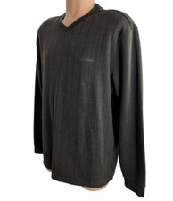 Columbia Men's XL Dk Gray Brown V Neck Ribbed Cotton Blend Pullover Knit Sweater