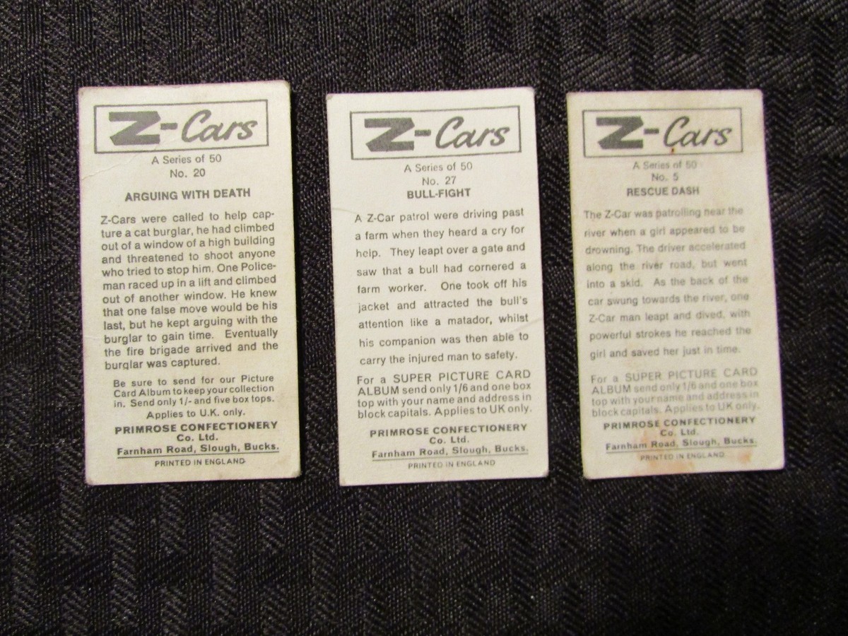 1964 Z-CARS Primrose Confectionery Trading Card LOT of 3 VG