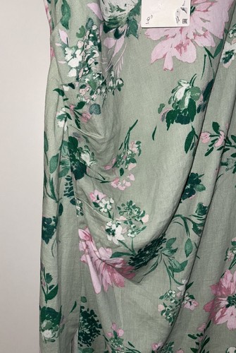 ZARA GRÜNES MIDIKLEID MIT BLUMENDRUCK LEINENMISCHUNG SEITLICH GERAFFT UND SCHLITZ GRÖSSE M - Bild 5 von 13