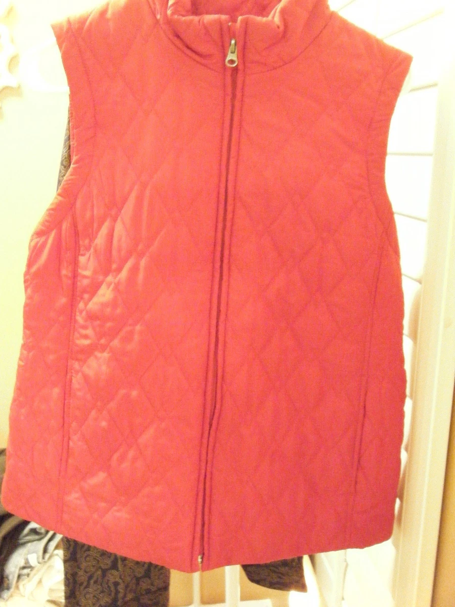 CROFT BARROW LARGE RED QUILTED VEST 2 SIDE POCKETS ZIP FRONT