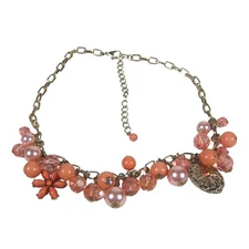 Charm Beaded Necklace 18 inch Vintage STYLE Statement Paperclip Chain Jewelry