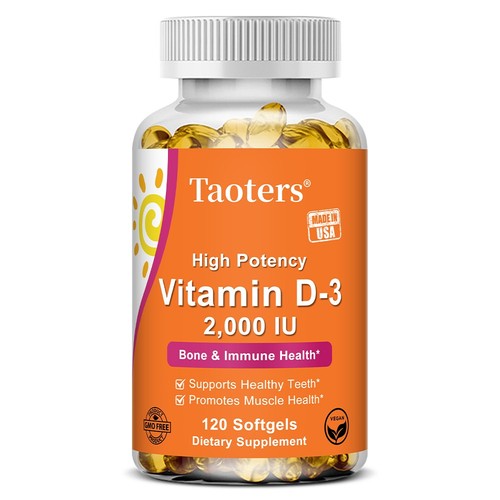 Taoters - Integratore alimentare ad alta potenza vitamina D-3 2000 UI 30to120 capsule molli - Foto 13 di 14