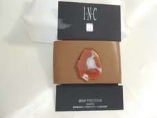 Inc International Concepts Gold-Tone Agate Faux-Leather Cuff Bracelet T523 $49