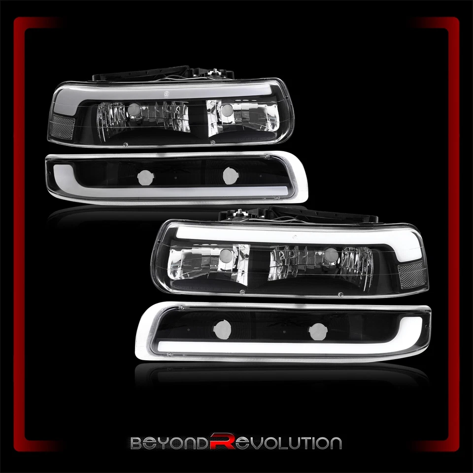 Faro LED DRL negro para Silverado 1500 2500 HD 3500 1999-2002 + lámpara de señal Foto 2 de 4