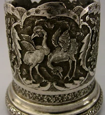 BEAUTIFUL EASTERN 84 SOLID SILVER TEA GLASS c1920 ANTIQUE 150g OTTOMAN