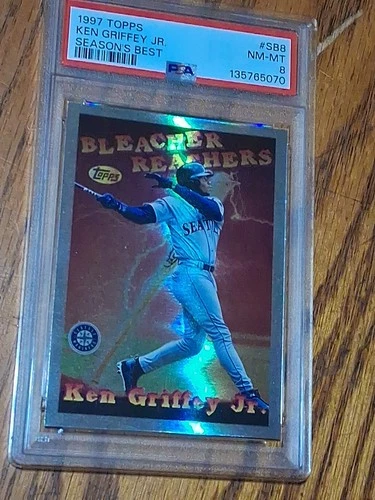 1997 TOPPS SEASON’S BEST BLEACHER REACHERS KEN GRIFFEY JR #8 - PSA 8 - HOF