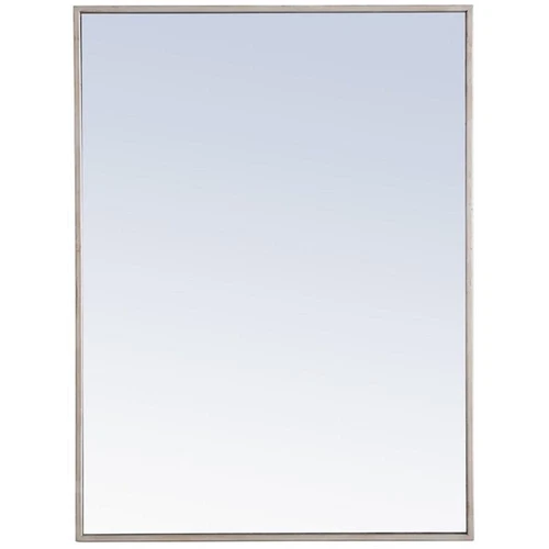 Pemberly Row 32" x 24" Rectangle Metal Frame Mirror in Silver - Picture 1 of 12