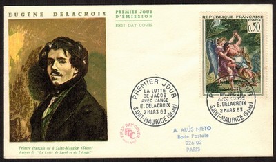 Francia Sobres Primer Dia FDC Yvert 1376 - Saint Maurice 1963 - Eugene Delacroix