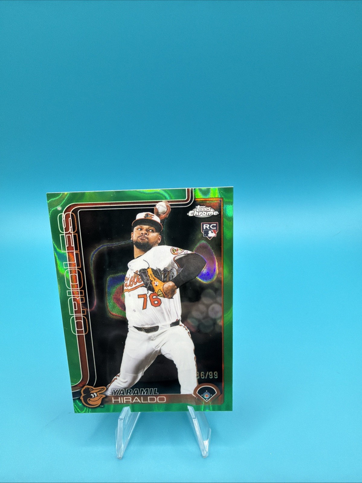 2025 Topps Chrome Update Yaramil Hiraldo RC Green Refractor /99 S18 Orioles