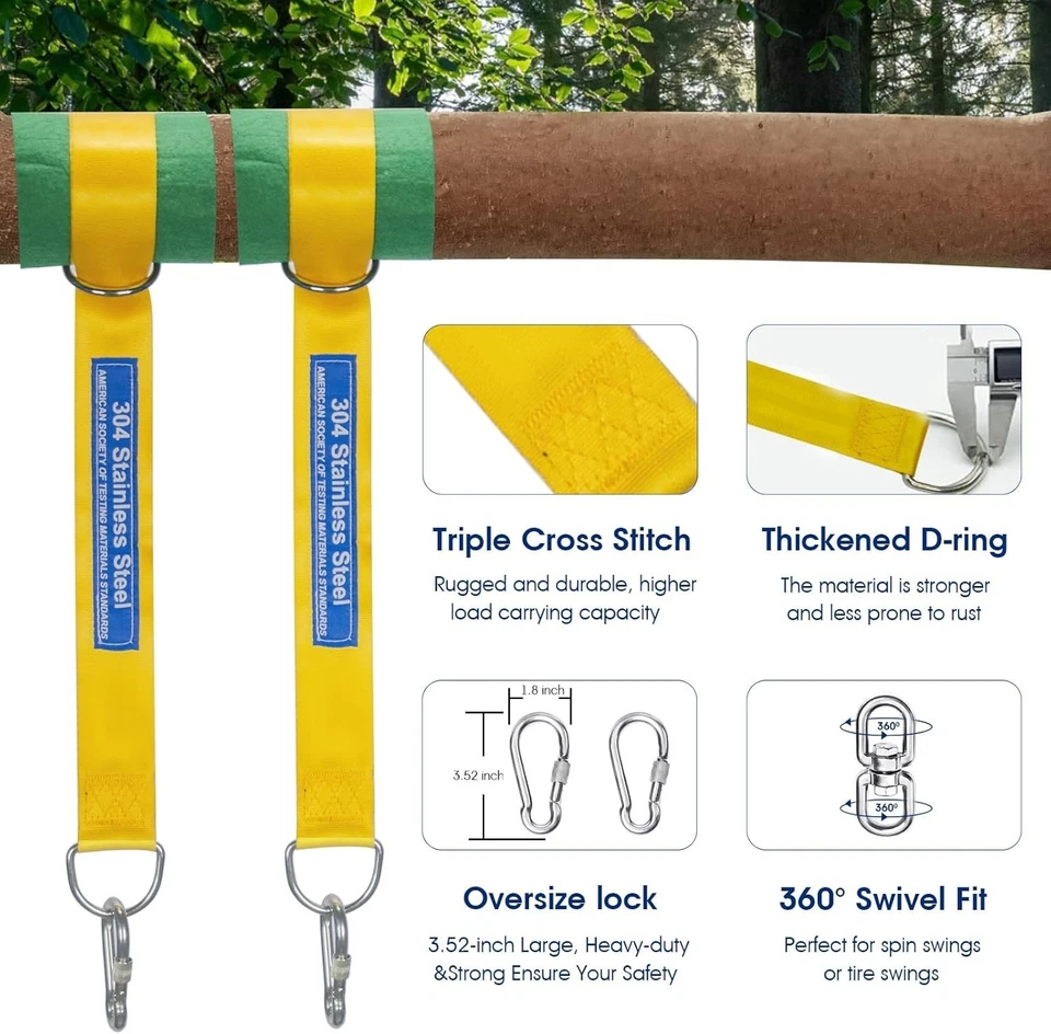 All-in-One Tree Swing Hanging Kit - 30ft Straps & Carabiners for Safe Family Fun - Image 4 of 4