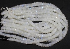 Natural Rainbow Moonstone Faceted Rondelle Beads 6 7mm 8" Strand