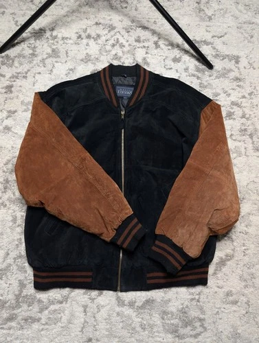 Basic Editions Suede Varsity Jacket Size L Bomber Coat - product listing photo