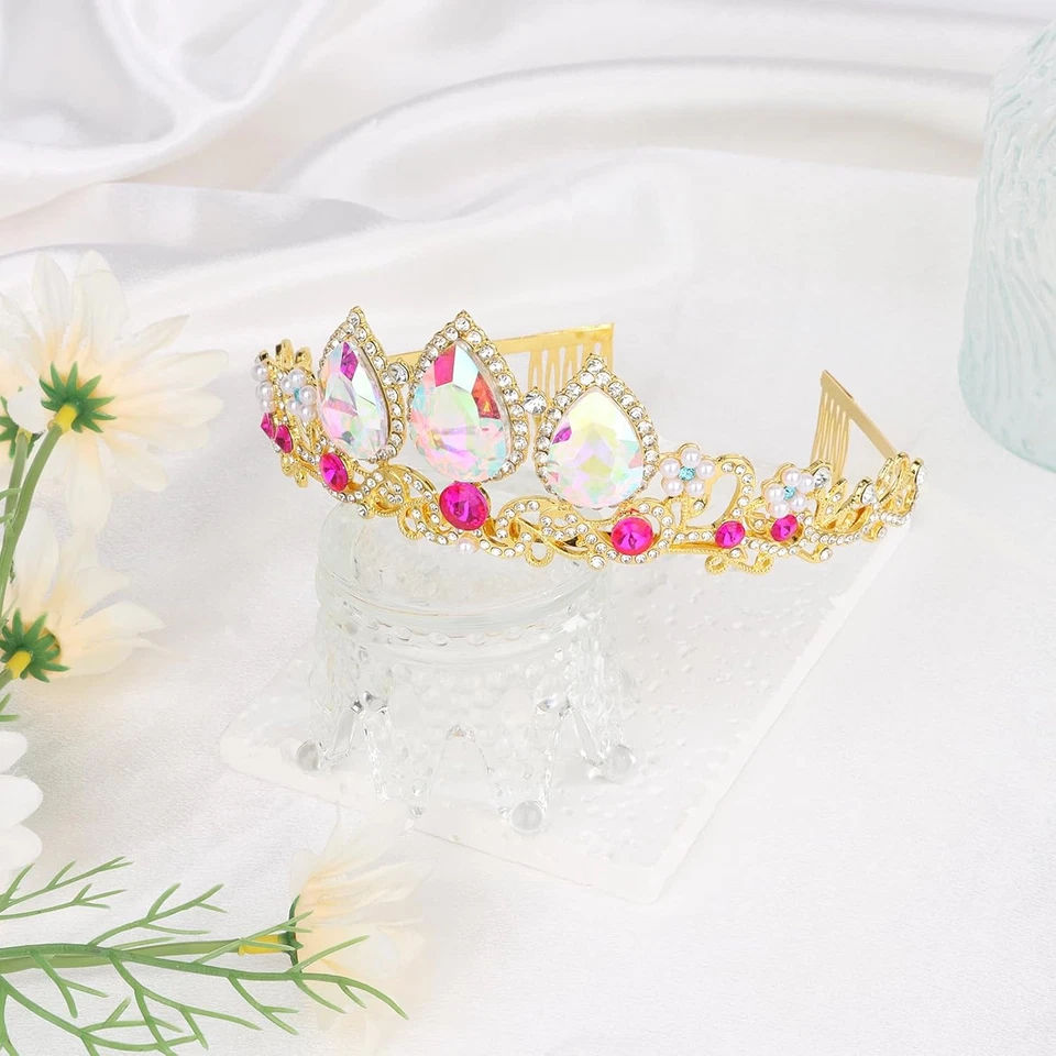 Tiara cosplay menina princesa coroa Halloween AB coroa de cristal festa presente de aniversário - Imagem 4 de 4