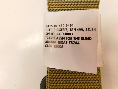 Cinturón Aparejadores Ejército de Estados Unidos Talla 34 Tostado 499 Nylon Servicio Militar Vestido de Batalla Uniforme - Imagen 4 de 7