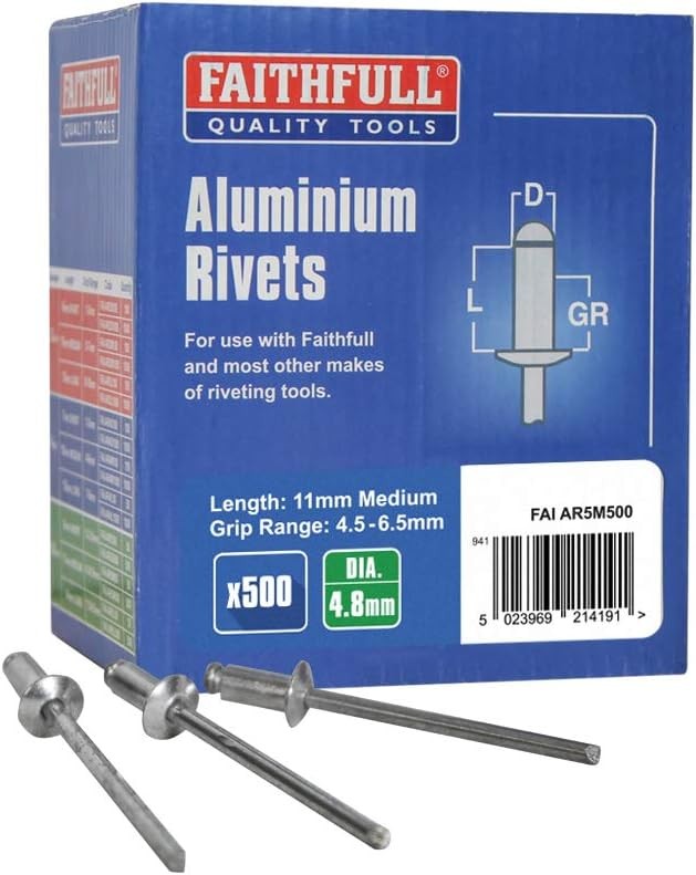 Faithfull FAIAR5M500 Aluminium Rivets (500) 5MM Medium