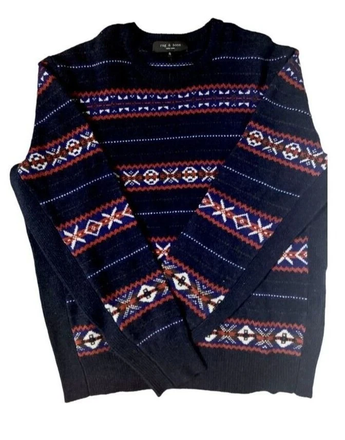 Rag & Bone Mens Multi Wesley Fair Isle Wool Crewneck Sweater Size XL NWOT - Image 2 of 4