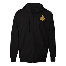 MASON FREEMASON MASONIC LOGO Stitched Embroidered Zipper Hoodie Jacket