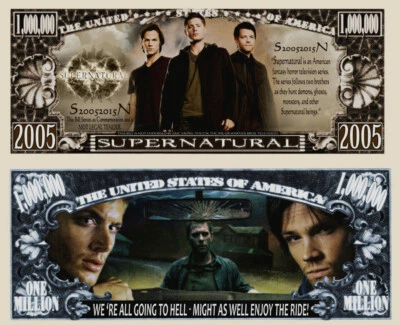 SuperNatural Million Dollar Bill Play Funny Money Novelty Note +FREE SLEEVE