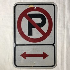 No Parking Reflective Metal Street Sign With Red Arrows Heavy 18 Inches x 12 In.