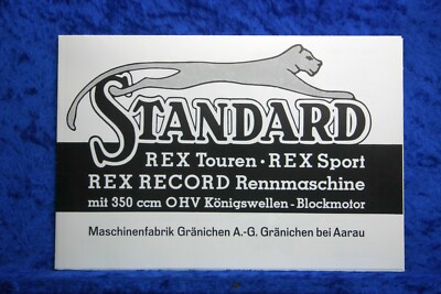 Standart 1933 Prospekt REX Touren Sport Record (M1126) Nachdruck Archiv Verlag