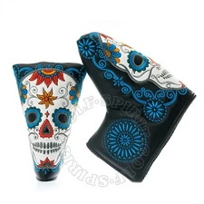 Mexican Dia De Los Muertos Sugar Skull Blade & Midsize Mallet Putter Head Cover