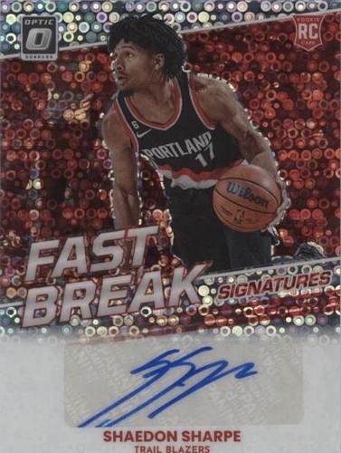 PSA 10 ) Shaedon Sharpe 2022-23 Donruss Optic RC Red Sparkle Holo 