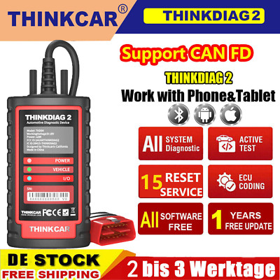 THINKCAR Diagnosegerät ThinkDiag 2 Bluetooth OBD2 Diagnose All System mit CAN-FD