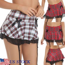 Sexy Lingerie Womens Mini Dress Schoolgirl Cosplay Costumes Short Dress US FAST
