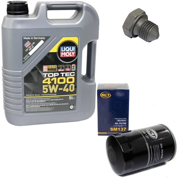 MotoröL Set 5W-40 5 Liter + ÖLfilter SM 137 + Schraube FüR Seat Ibiza Cordoba-image