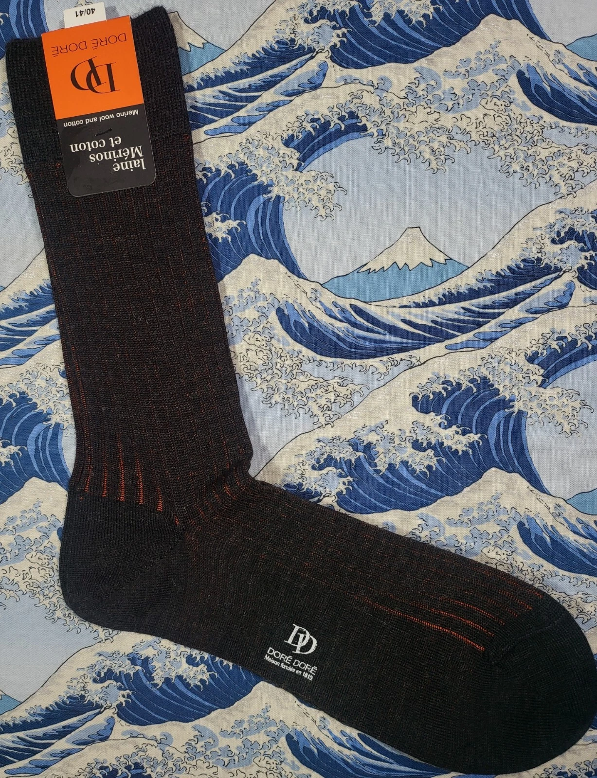 Doré Doré DD Merino/Cotton Socks Shadow Rib Grey Orange UK6.5-7.5 EU40-41 RRP£29