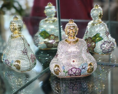 JUDITH LEIBER Rose SWAROVSKI Crystal BUDDHA BUDDHISM SIDDARTHA
