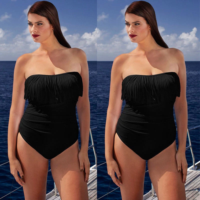 Piece Swimsuit Swimwear Summer Beach SuitPlus Size Womens Strapless One - Imagem 2 de 4