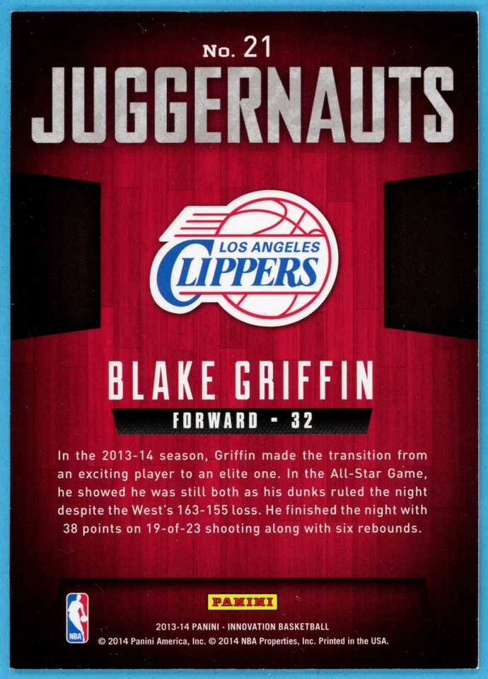 2013-14 Panini Innovation Juggernauts Blake Griffin #21 - Image 2 of 2