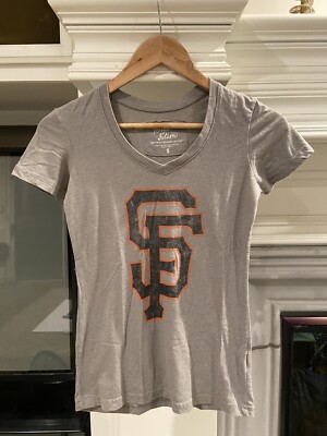Wright Ditson SF San Fransico Giants V Neck Shirt Gray Womens Size Small GUC