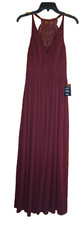 Lulus Red Burgundy Dress Women's Small Lace Back Long Flowy Elegant Sleeveless
