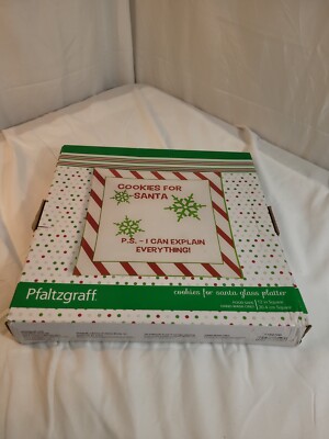 Pfaltzgraff Cookies for Santa P.S. I can explain everything! 12'' Square Platter 