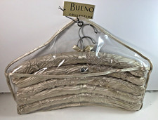 Champagne Crinkled Satin Padded Clothes Hangers 5 Pack 16 1/4"