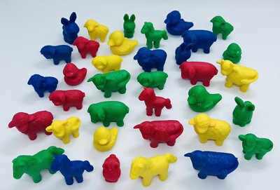 Learning Resource -  FARM Animal - Counters Lot of 36 Rubber Figures.