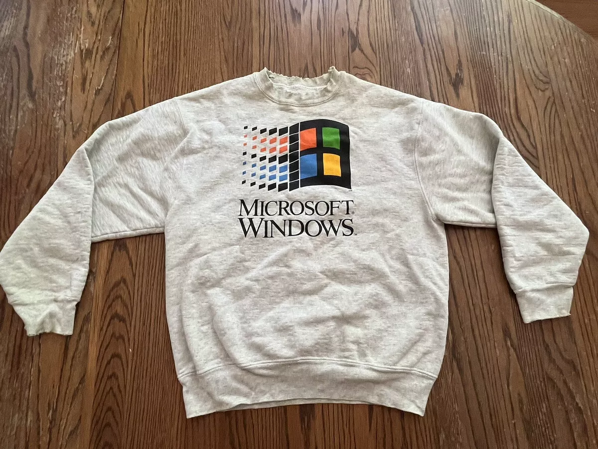 RARE Vintage 90s Microsoft Windows Logo Crewneck Sweatshirt Size M  Distressed