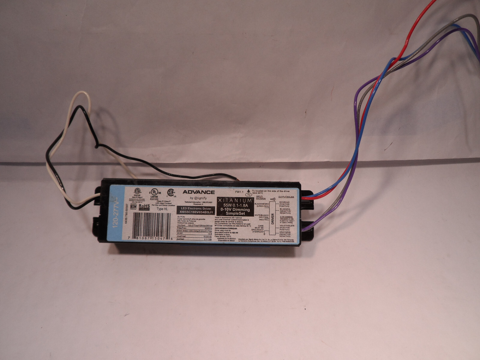 PHILIPS ADVANCE XI055C180V054BSJ1 XITANIUM 55W LED DRIVER/BALLAST SIMPLESET 781087150474 eBay