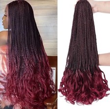 CurlyBoxBraids Crochet Hair Pre Looped Long Goddess Box Braid CrochetHair1B-BUG