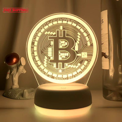 Acryl Bitcoin LED Nachtlicht für Zimmer Deko Nachtlicht Touch Sensor 7 Co