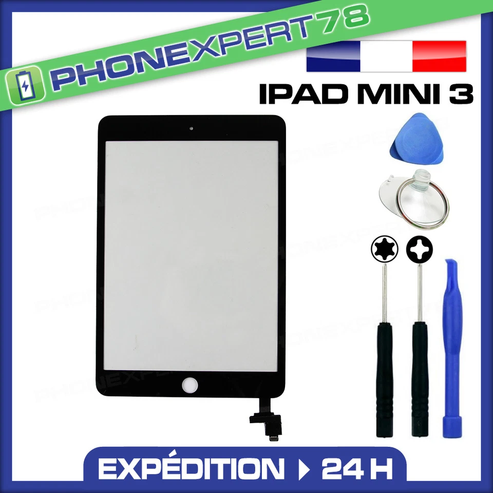 SANS MARQUE ECRAN VITRE TACTILE iPAD MINI 3 NOIR COMPLETE PRÉ ASSEMBLÉES AVEC IC COMPOSANT
