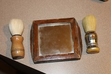 2 Vintage Shaving Brushes w/Mirror 1 Omega Made in Italy