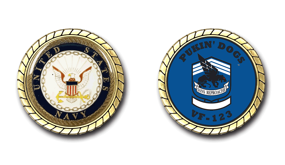 VF-123 Pukin' Dogs US Navy Challenge Coin Officially Licensed US Navy